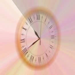 Clock with roman numerals, motion blur effect. Time concept