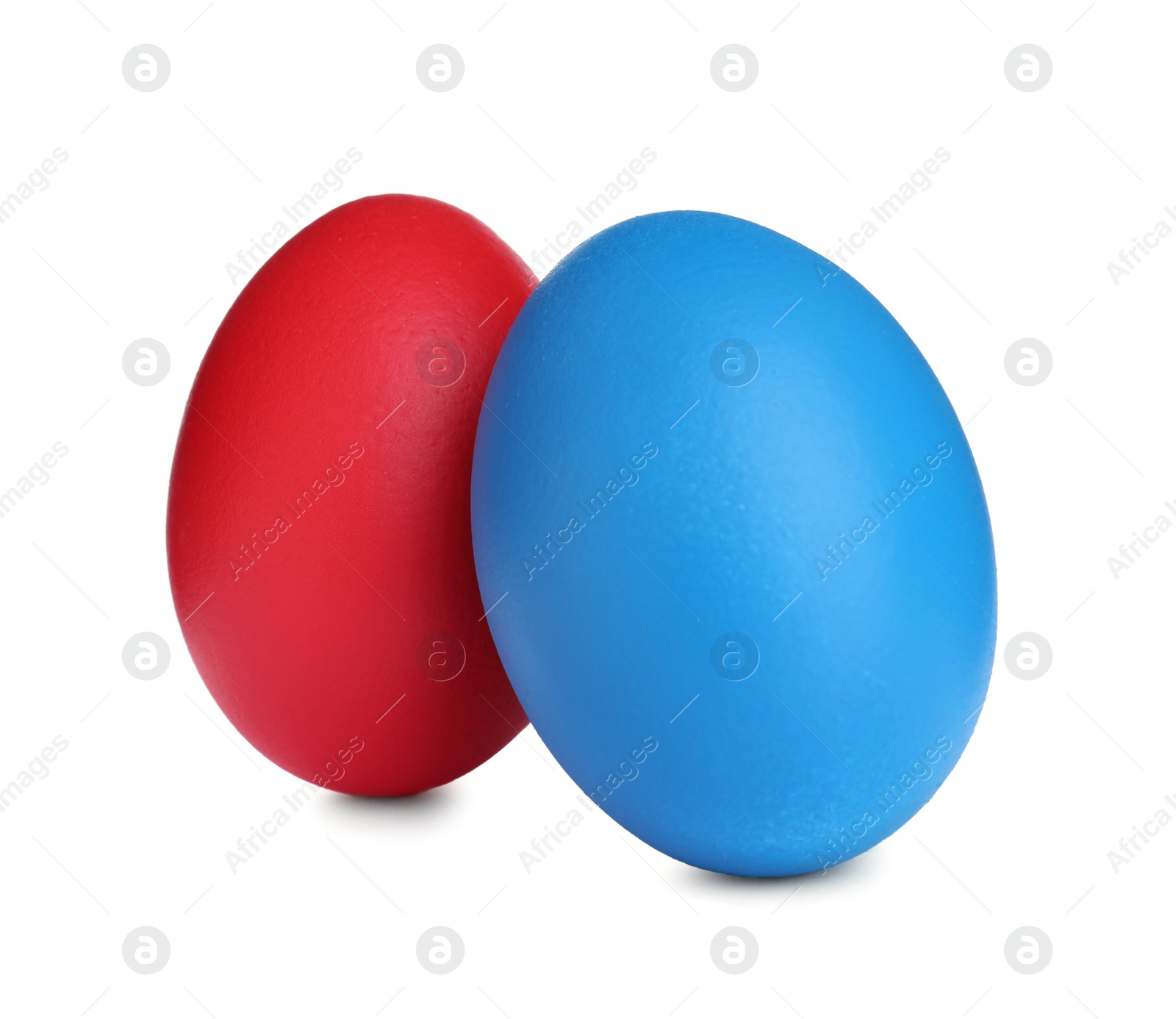 Photo of Colorful eggs on white background. Happy Easter