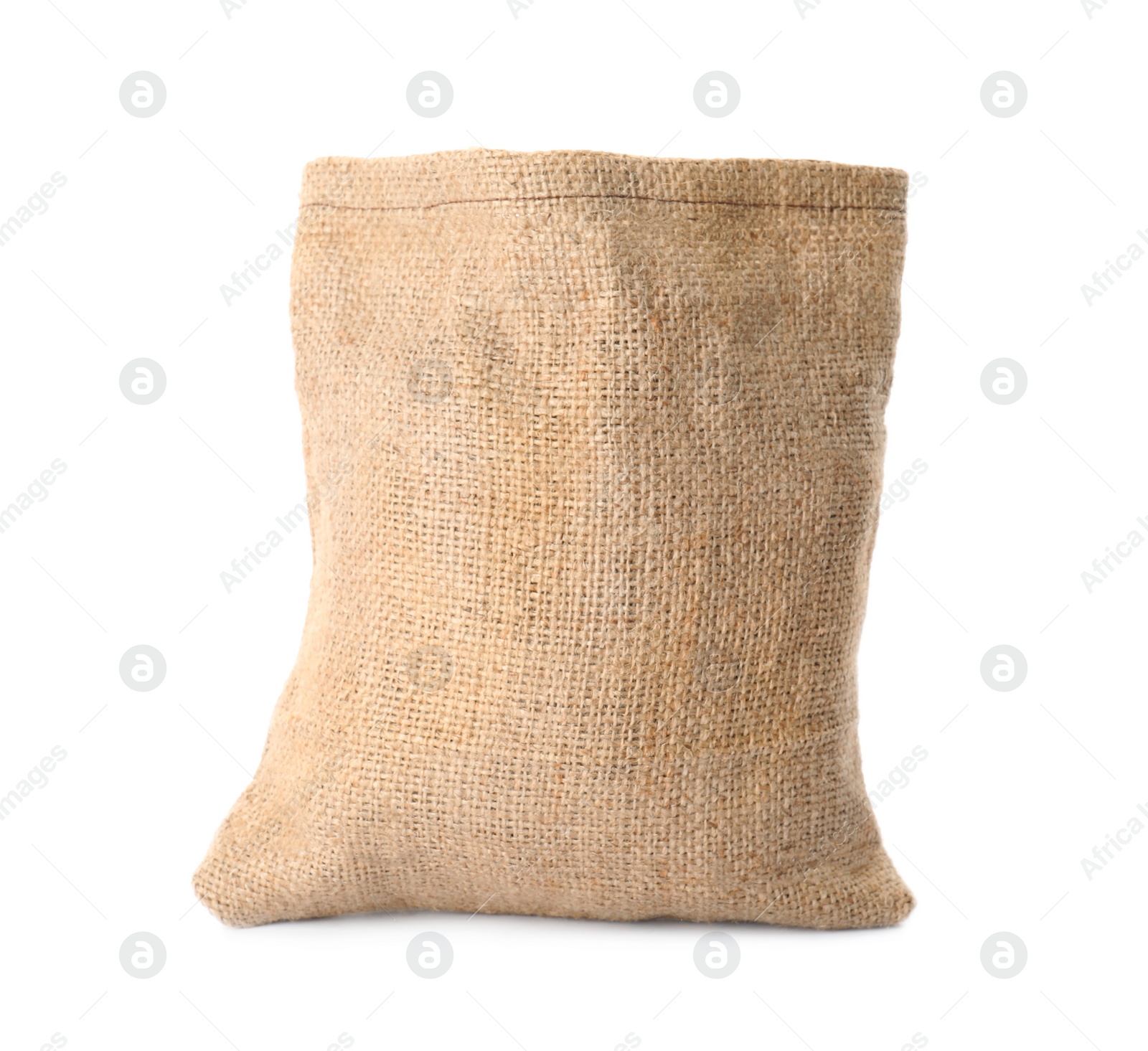 Photo of Small hemp bag on white background. Organic material