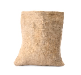 Small hemp bag on white background. Organic material