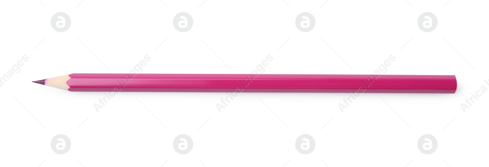 Photo of New pink wooden pencil isolated on white