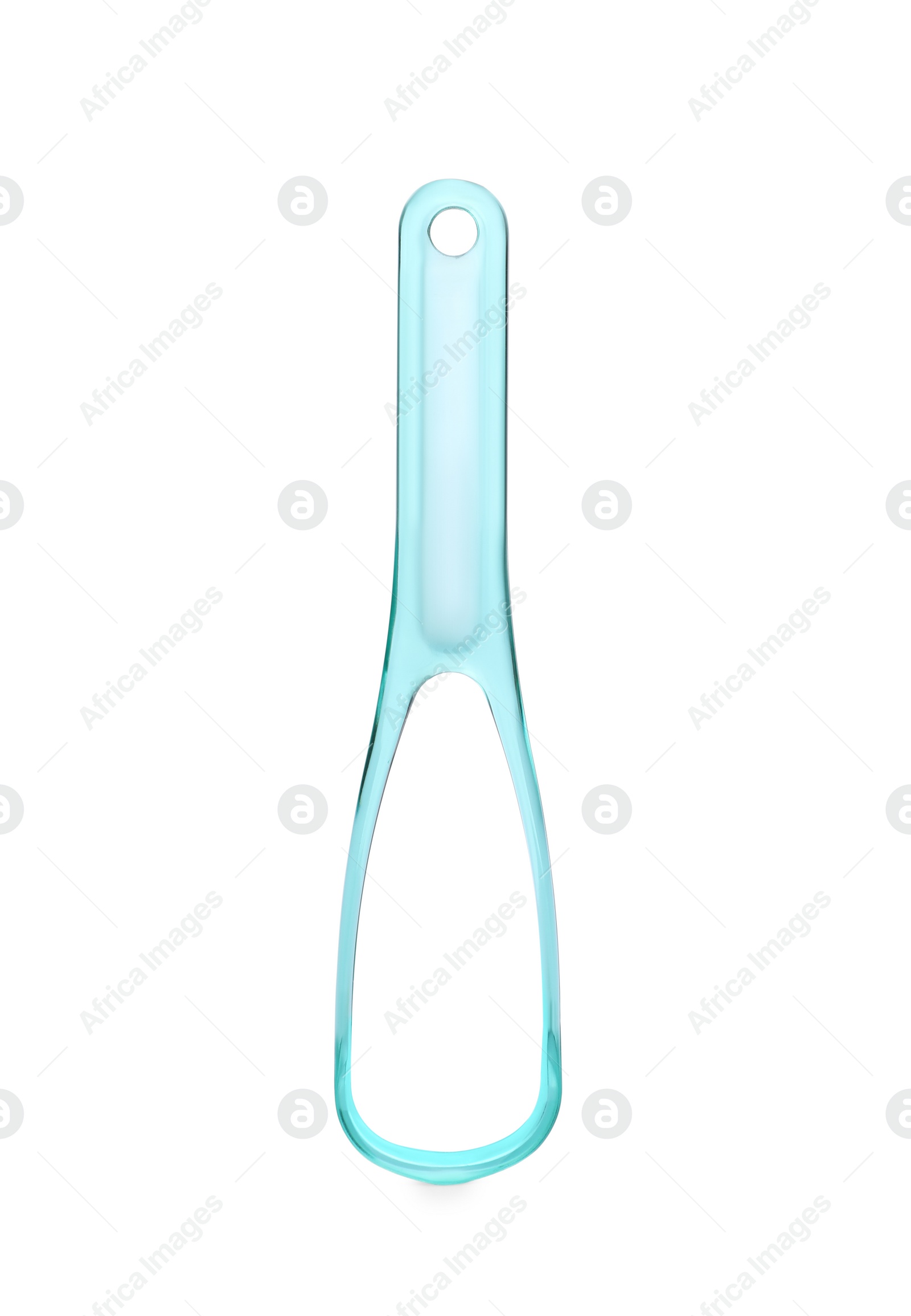 Photo of New tongue cleaner for oral care isolated on white