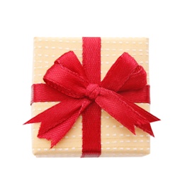 Photo of Beautiful gift box with bow on white background