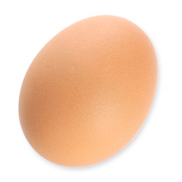 Photo of One raw chicken egg isolated on white