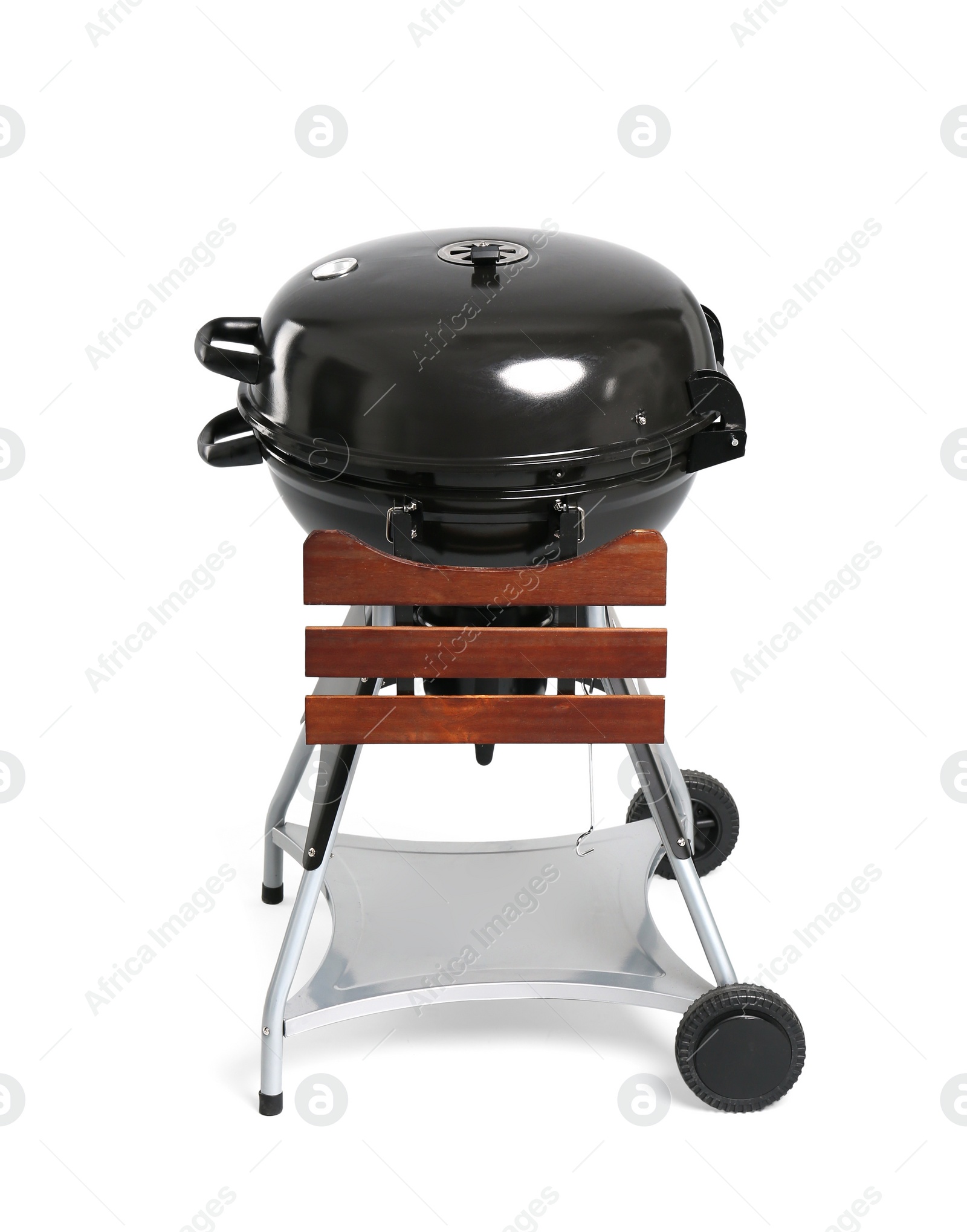 Photo of New modern barbecue grill on white background