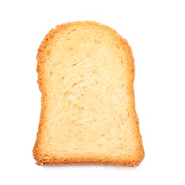 Photo of Toasted bread on white background, top view