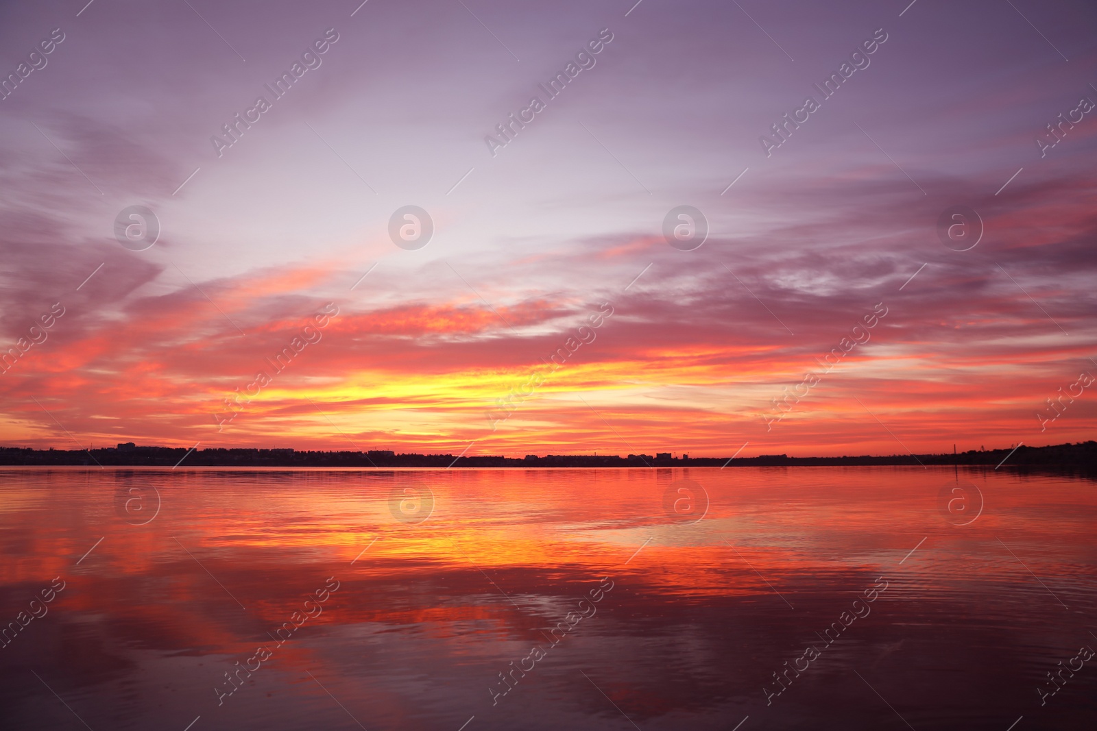 Photo of Picturesque view of beautiful sunset over river. Nature healing power