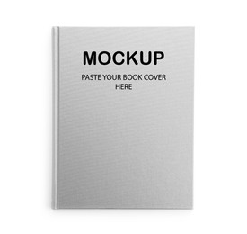 Image of Book with text Mockup, Paste Your Book Cover Here on white background, top view