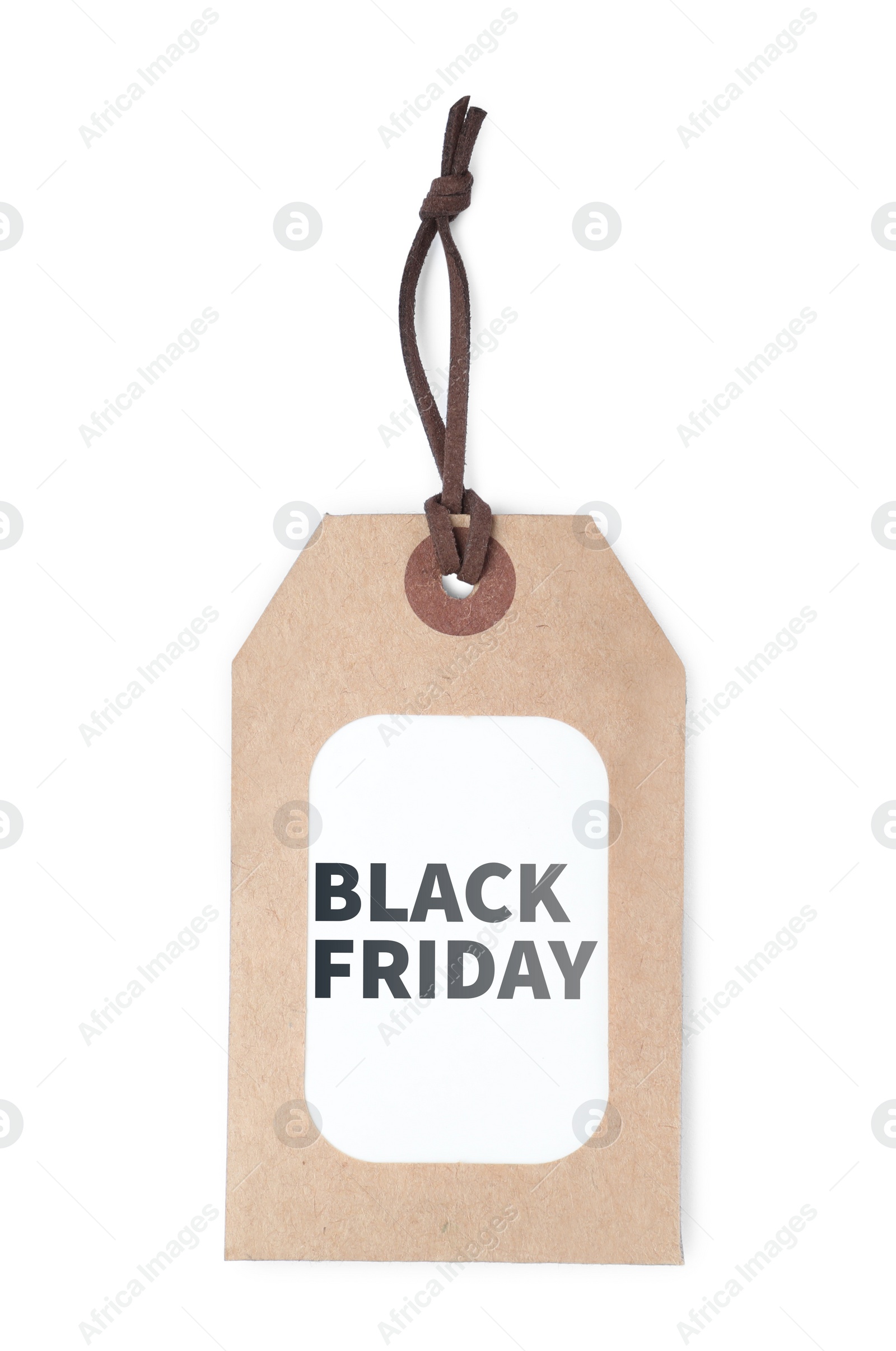 Photo of Tag isolated on white. Black Friday sale