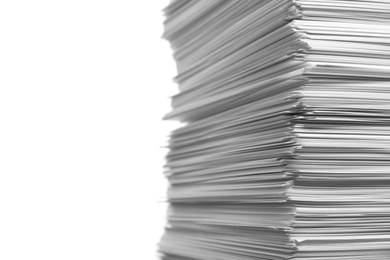 Stack of paper sheets on white background