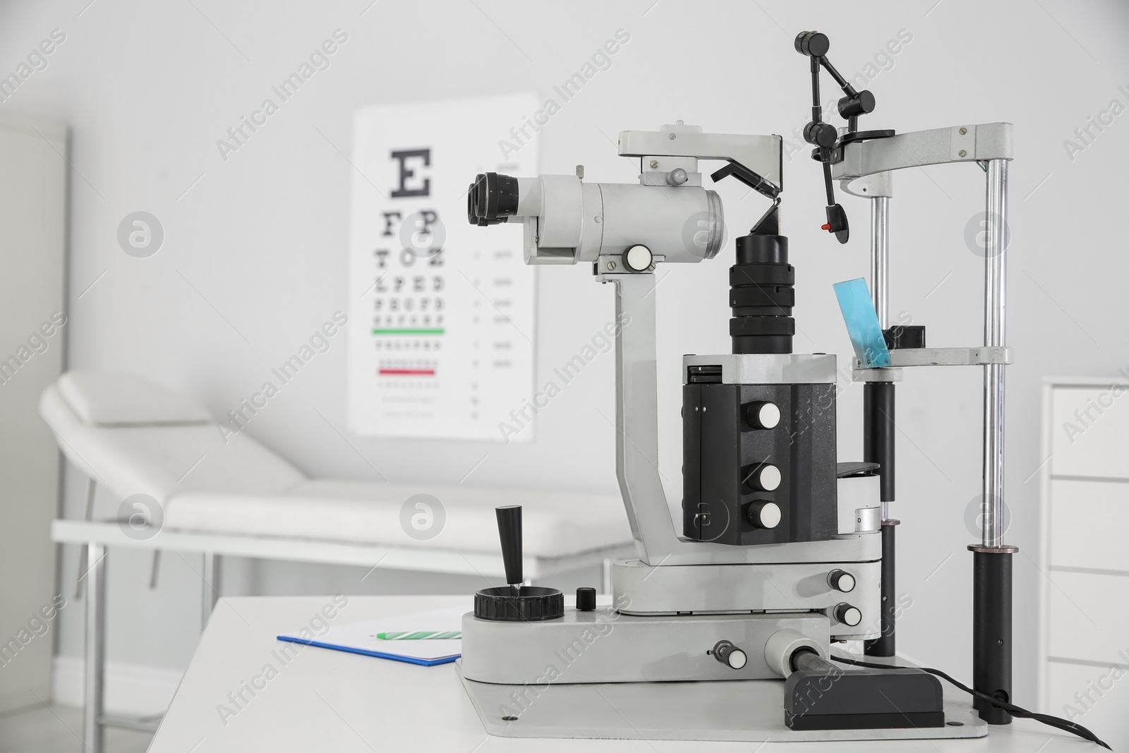 Photo of Ophthalmic slit lamp at children's doctor office