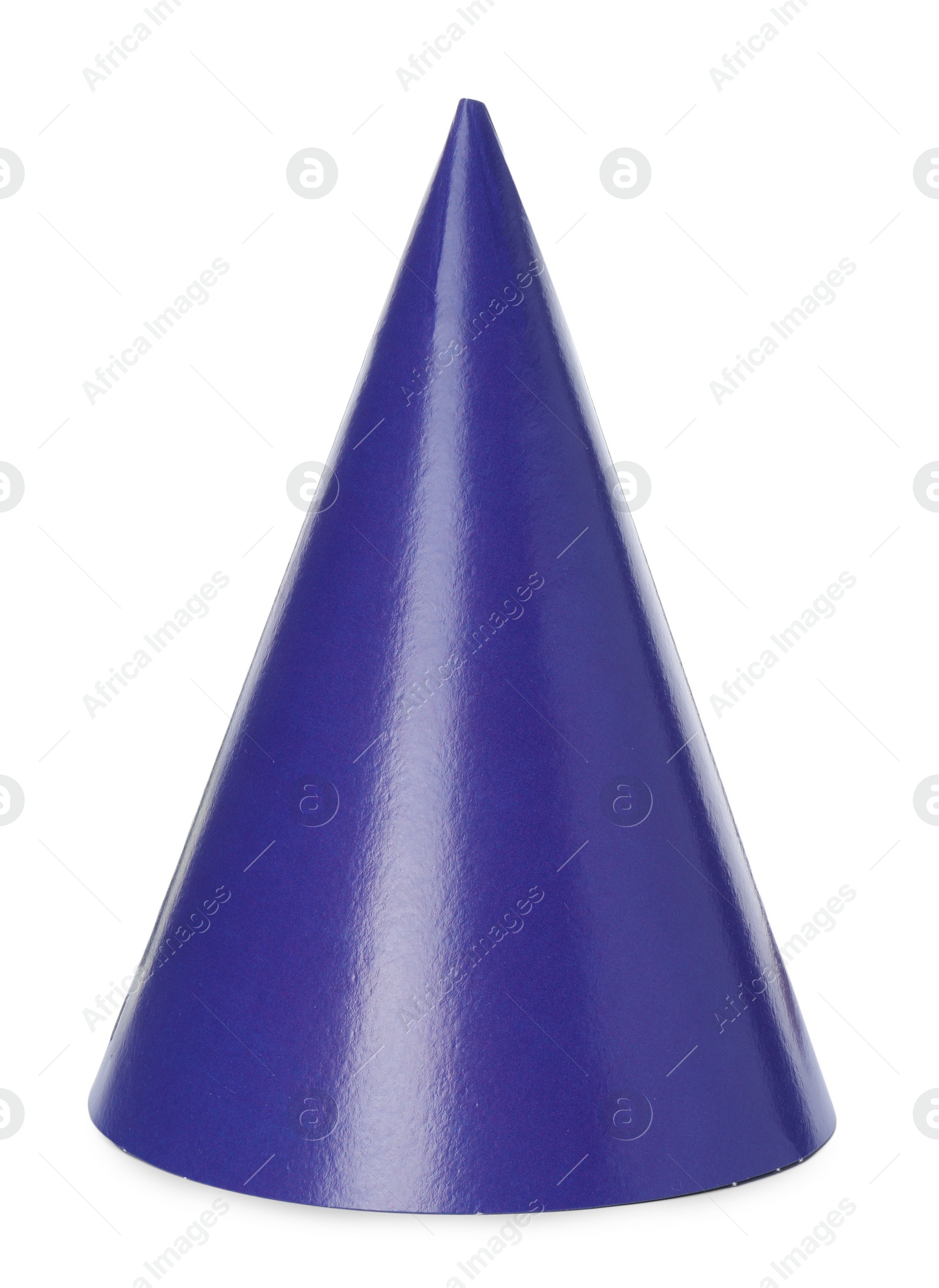 Photo of One purple party hat isolated on white