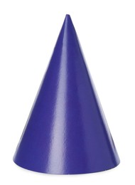 Photo of One purple party hat isolated on white