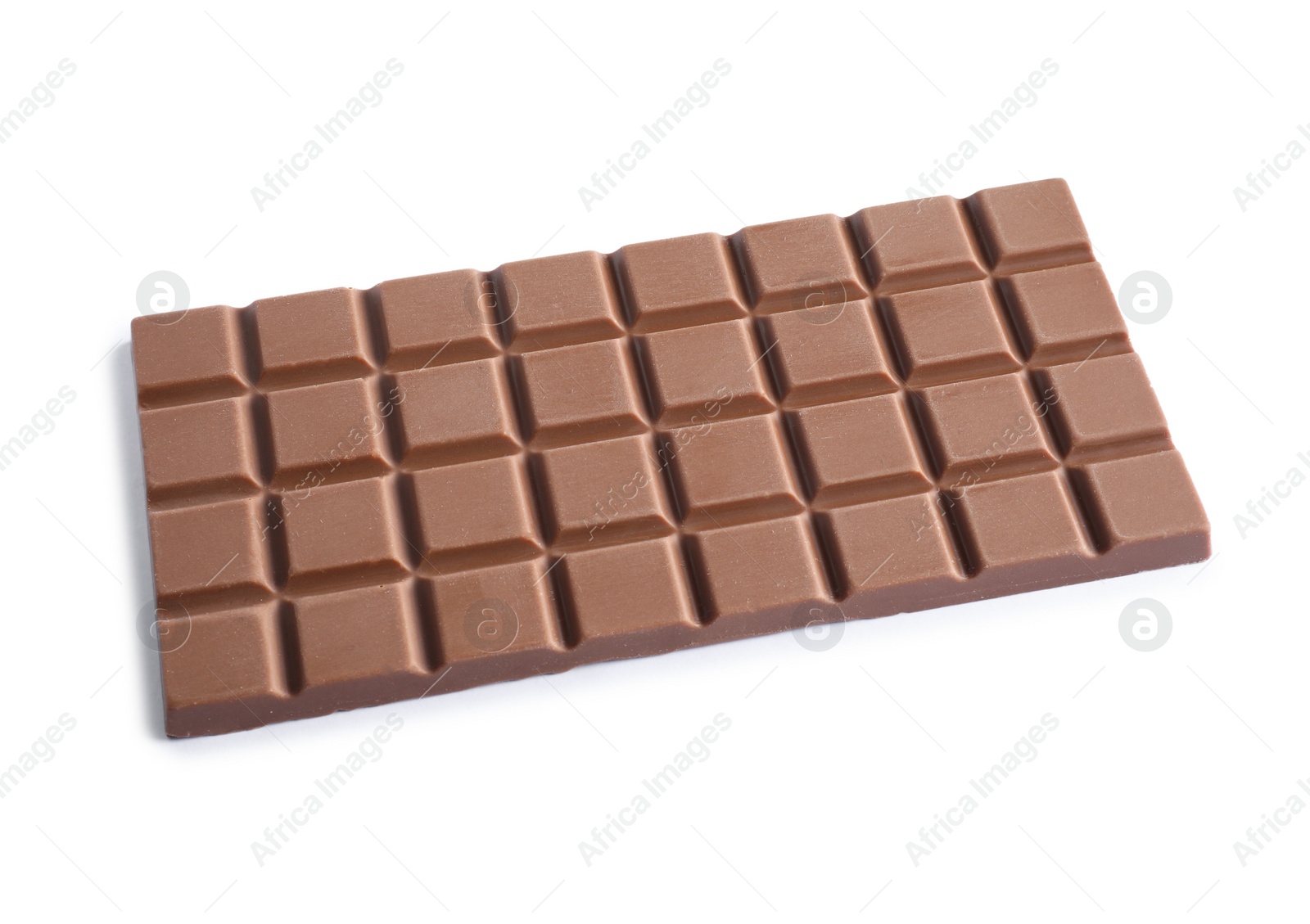 Photo of Delicious milk chocolate bar isolated on white