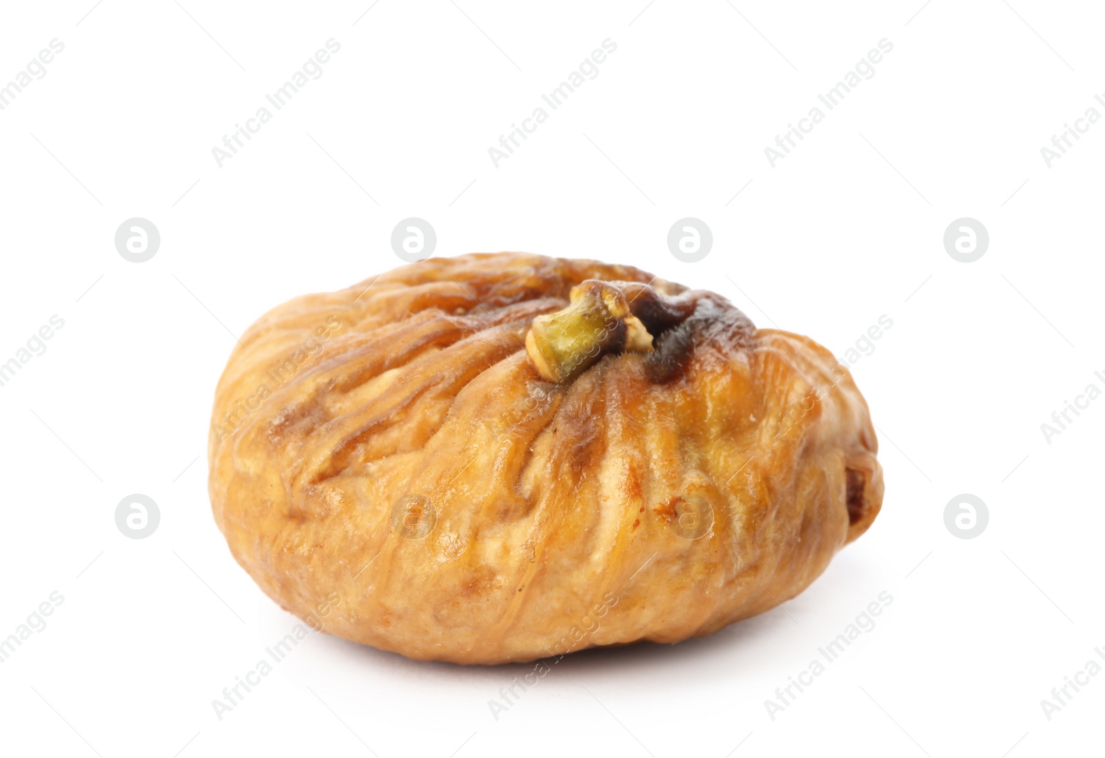 Photo of Delicious dried fig fruit on white background. Organic snack