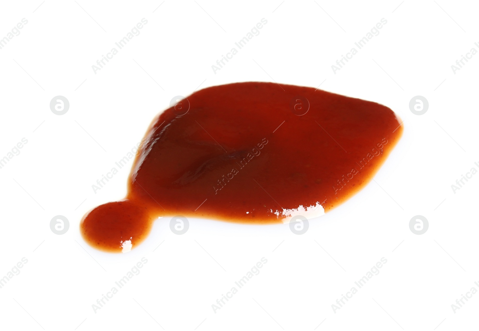 Photo of Drop of barbecue sauce on white background