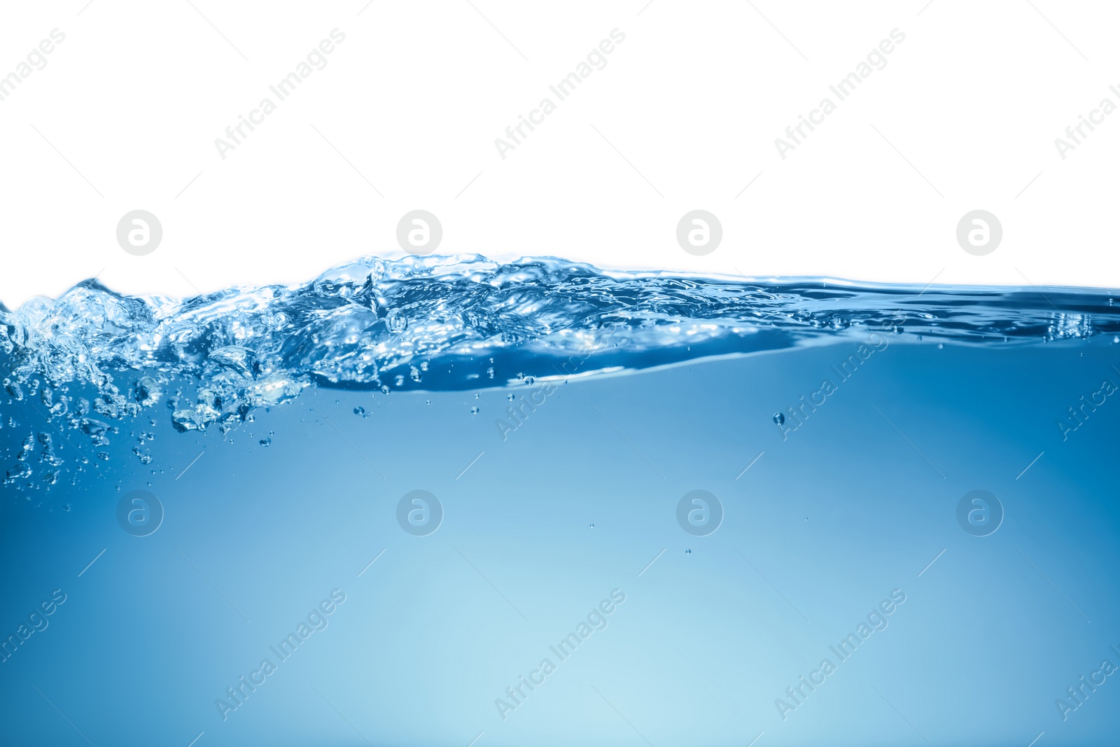 Photo of Splash of clear blue water on white background