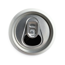 Photo of Aluminium can isolated on white, top view