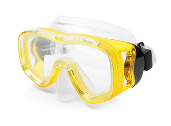 Swim goggles on white background. Beach object