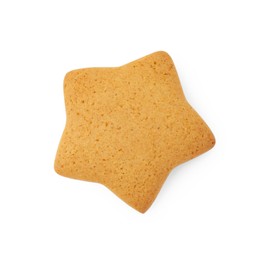 Tasty star shaped Christmas cookie isolated on white, top view