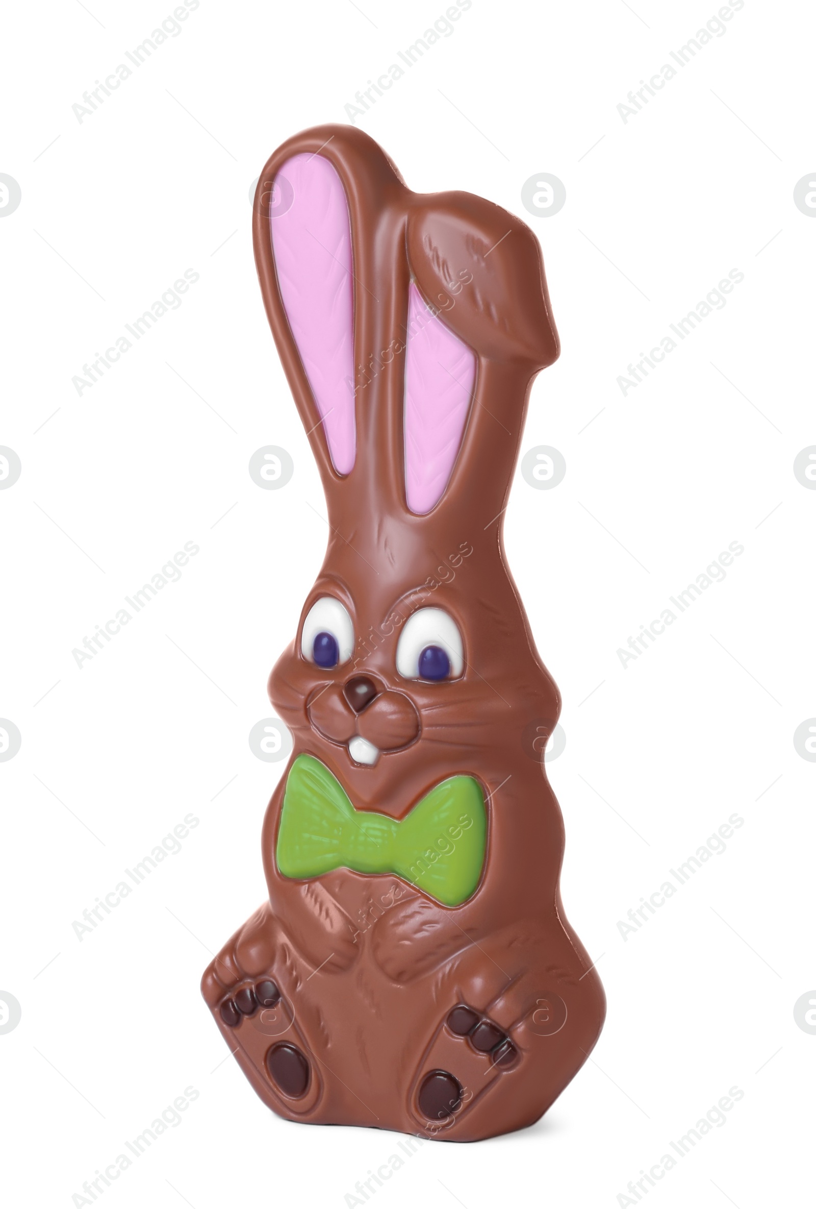 Photo of Chocolate bunny isolated on white. Easter celebration