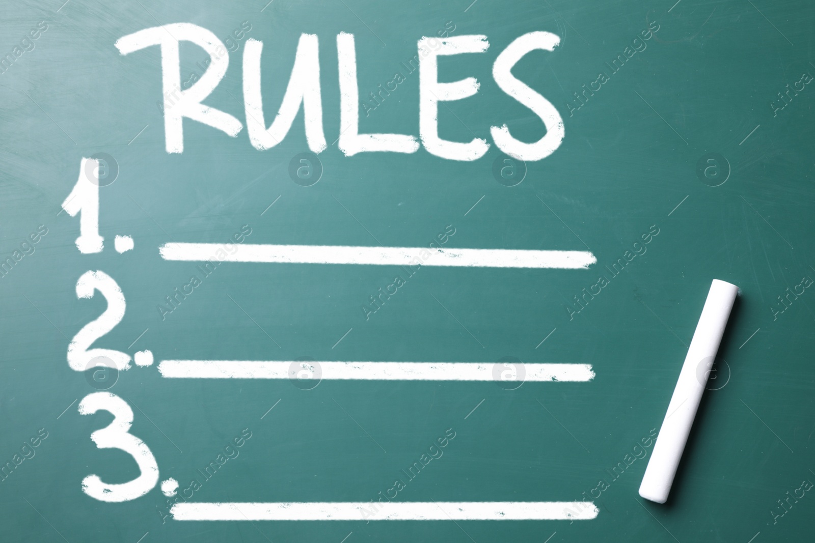 Image of Chalkboard with list of rules as background