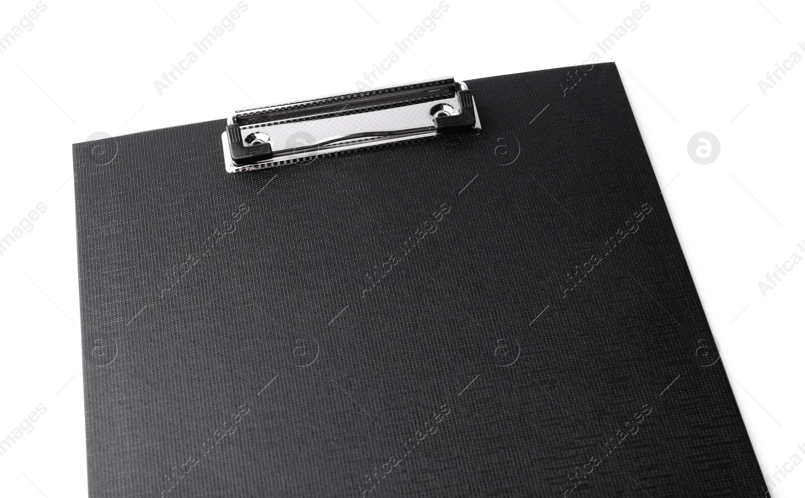 Photo of Black clipboard isolated on white. Office supply