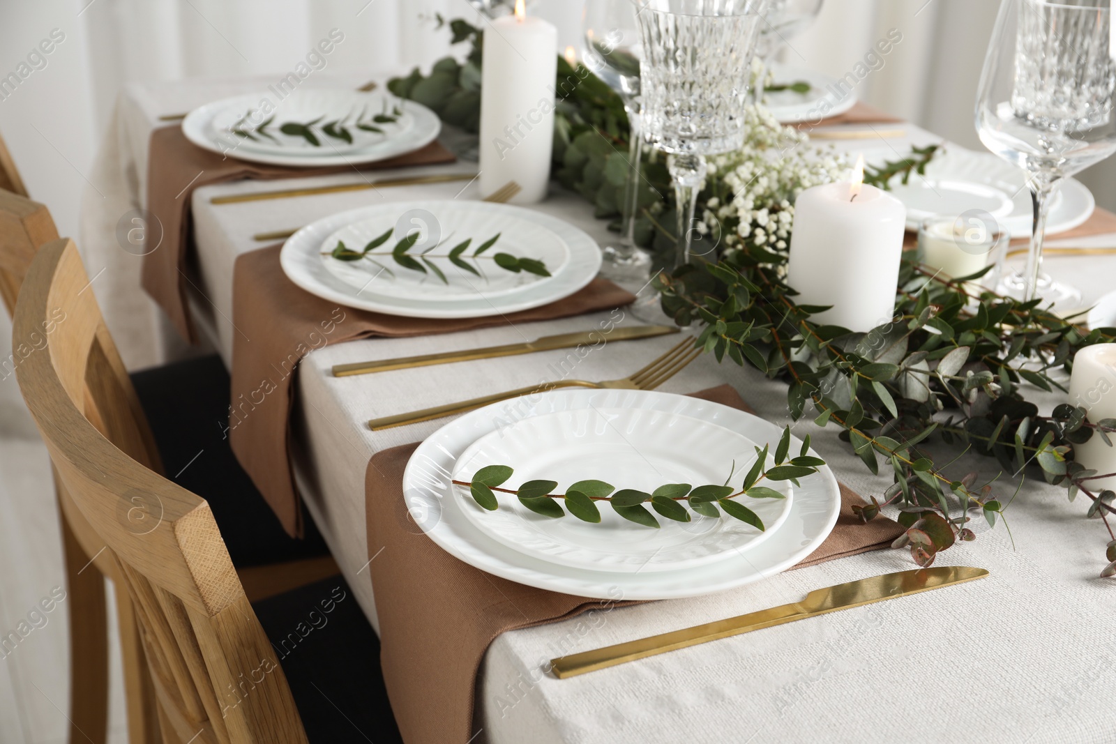 Photo of Stylish elegant table setting for festive dinner indoors
