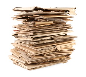 Photo of Stack of cardboard pieces isolated on white