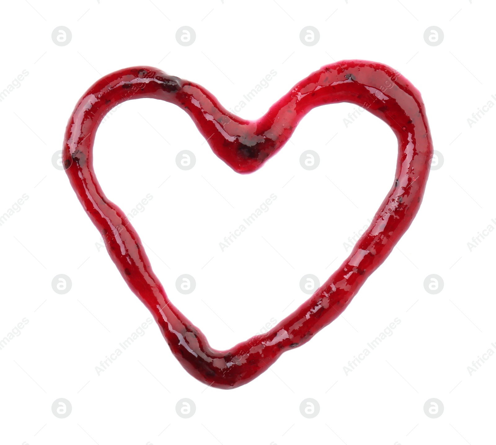 Photo of Heart made of tasty sweet jam isolated on white, top view