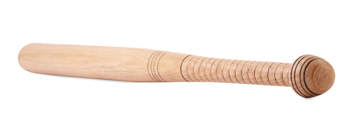 Photo of Wooden baseball bat isolated on white. Sports equipment