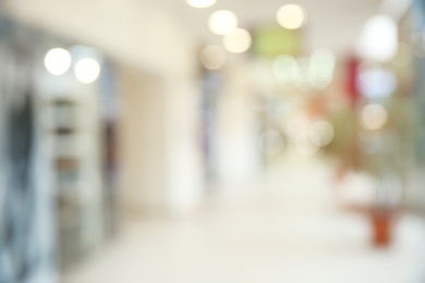 Blurred view of modern shopping mall interior