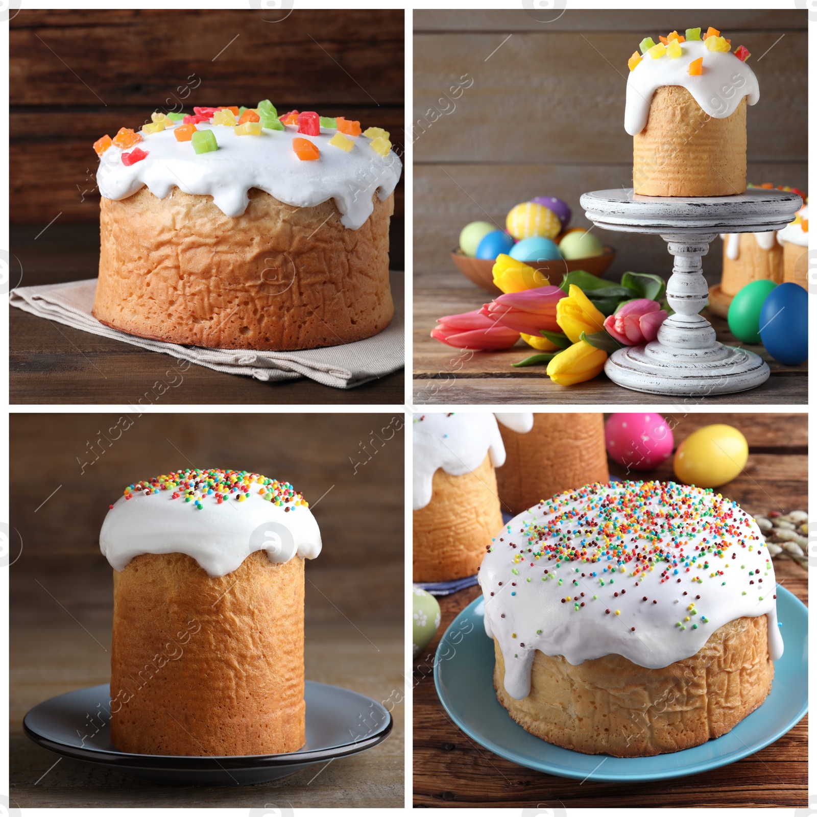 Image of Collage with photos of traditional Easter cakes