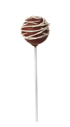 Photo of Tasty cake pop decorated with chocolate isolated on white