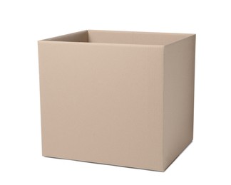 Photo of One open cardboard box isolated on white