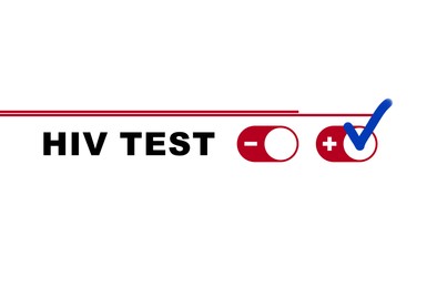 Text HIV TEST with positive result on white background, illustration
