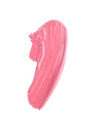 Stroke of pink lip gloss isolated on white, top view