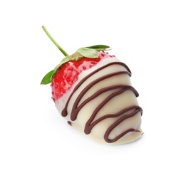 Photo of Delicious chocolate covered strawberry on white background