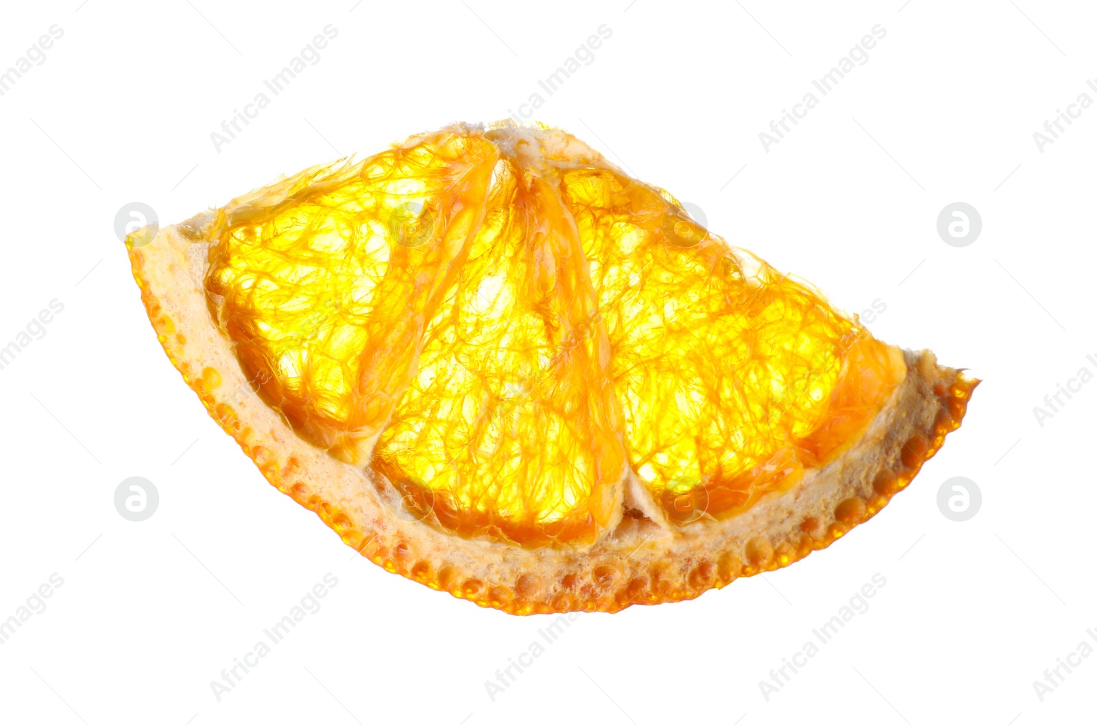 Piece of dry orange slice isolated on white Photo of Piece of dry orange slice isolated on white