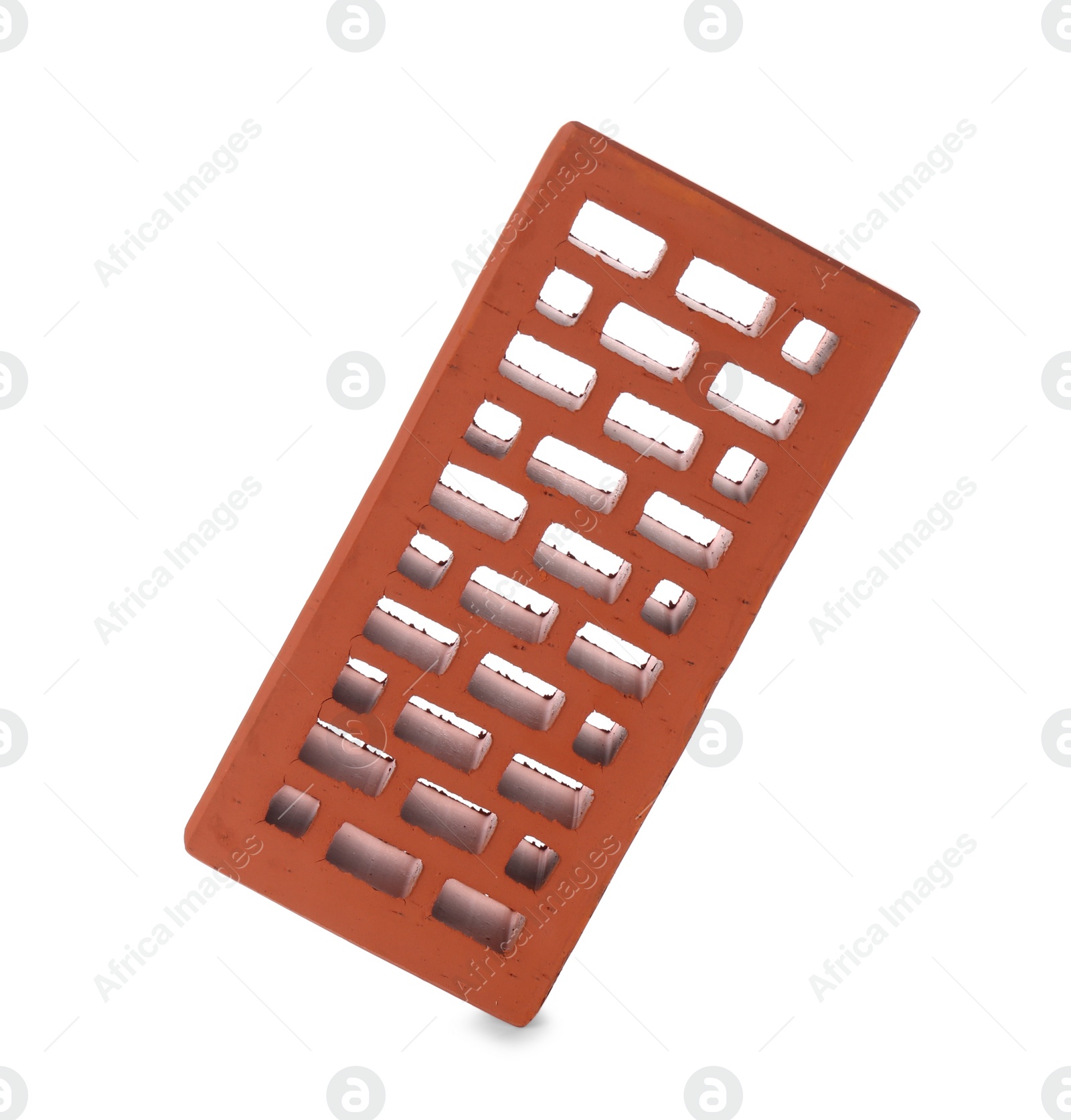 Photo of One red brick isolated on white. Building material