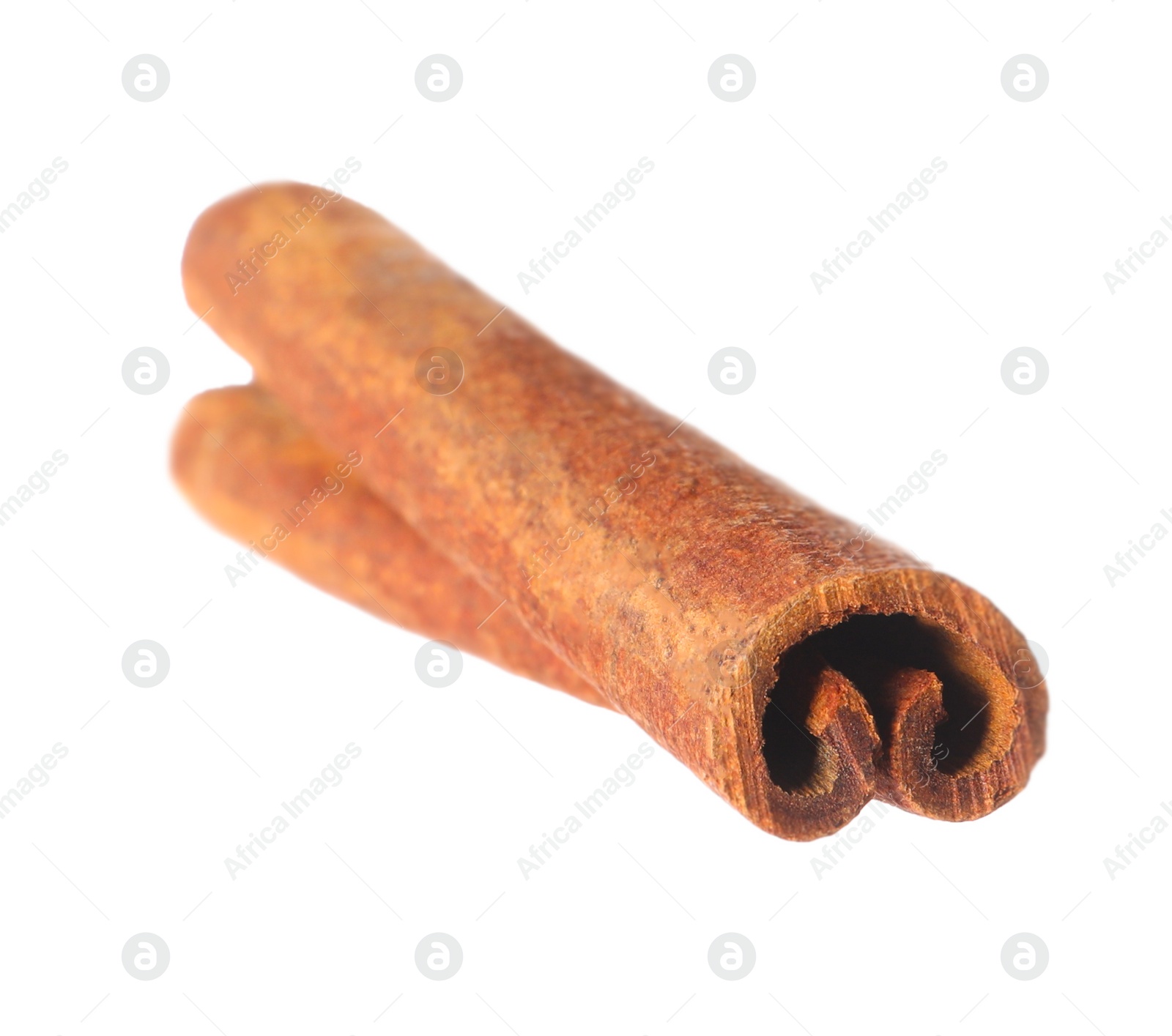 Photo of One aromatic cinnamon stick isolated on white