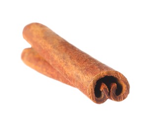 Photo of One aromatic cinnamon stick isolated on white