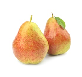 Photo of Ripe fresh juicy pears isolated on white