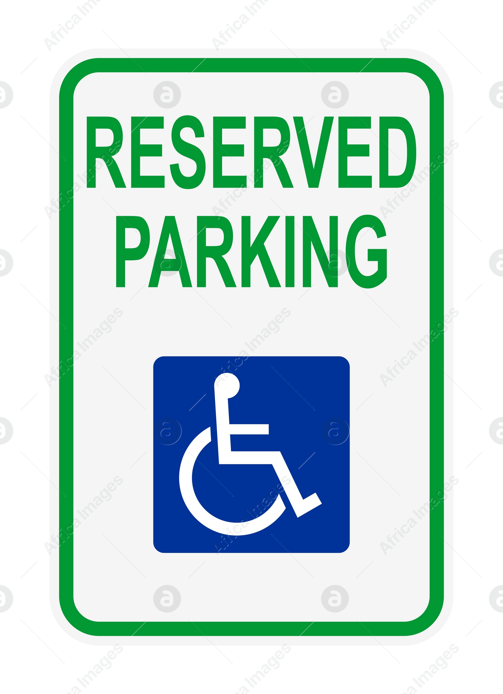 Illustration of Traffic sign RESERVED FOR HANDICAPPED PARKING on white background, illustration