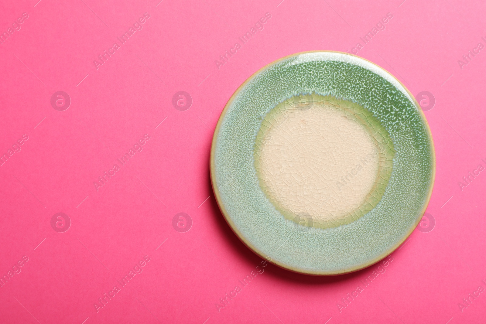 Photo of Stylish cup coaster on pink background, top view. Space for text