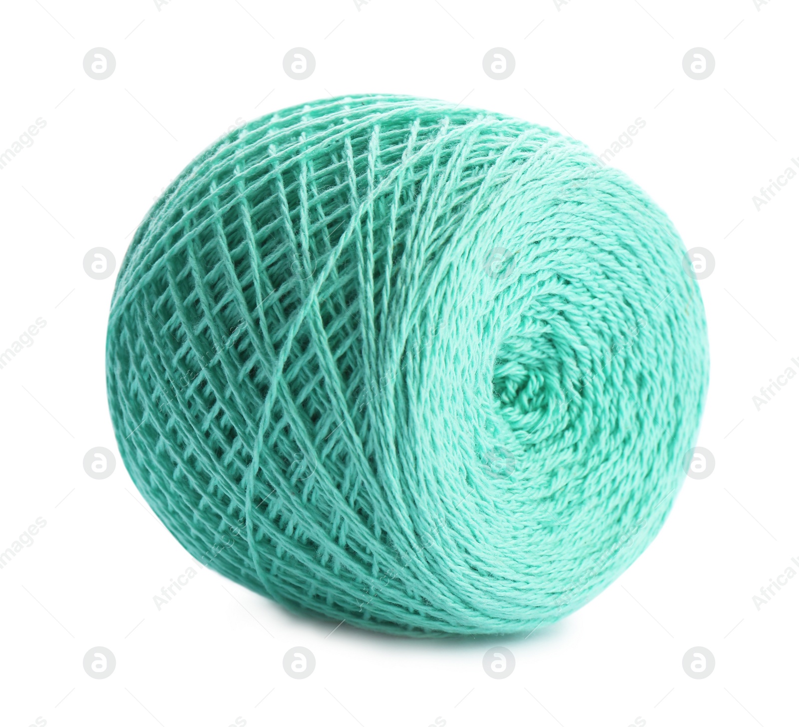 Photo of Clew of color knitting thread on white background