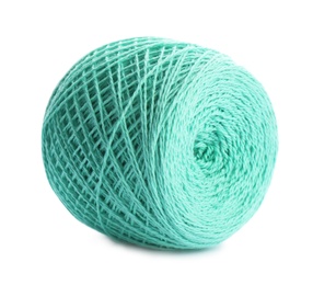 Photo of Clew of color knitting thread on white background