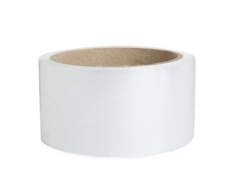 Roll of adhesive tape on white background