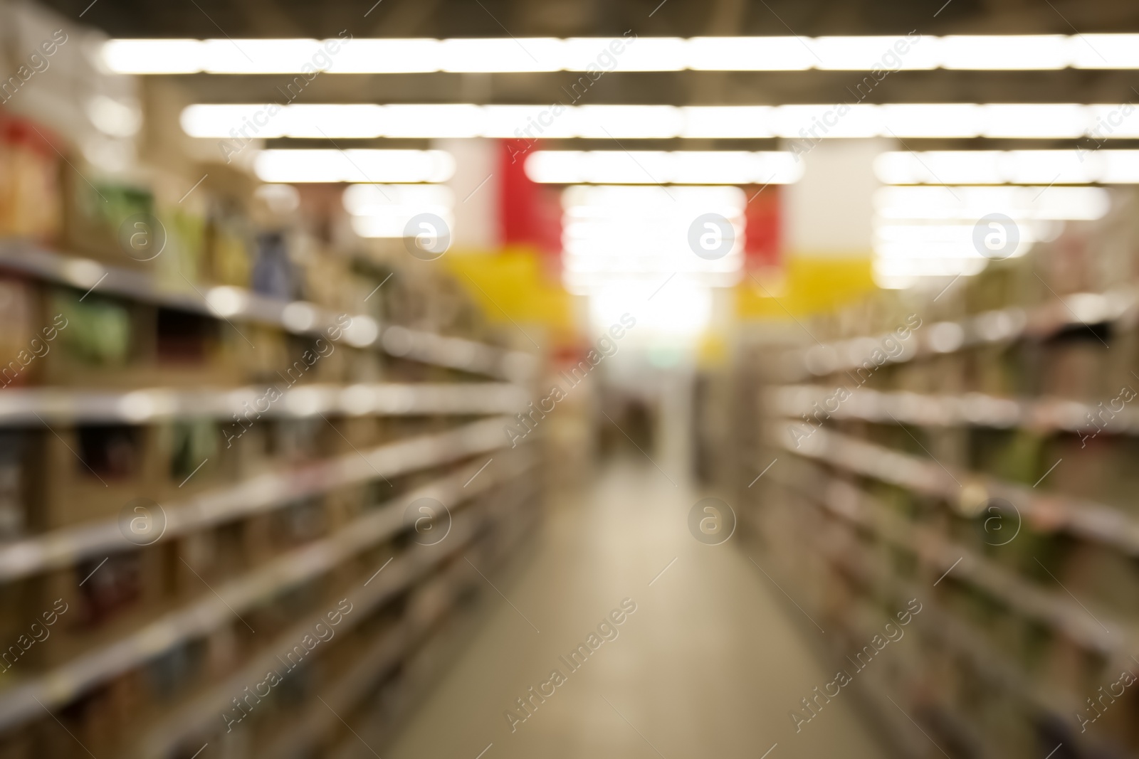 Photo of Blurred view of modern supermarket interior