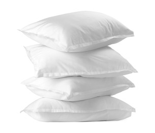 Stack of soft pillows isolated on white